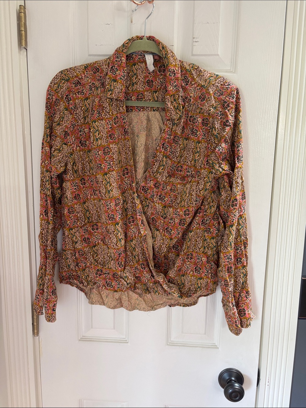 Pilcro Anthropologie Peach Floral Button-Down Blouse